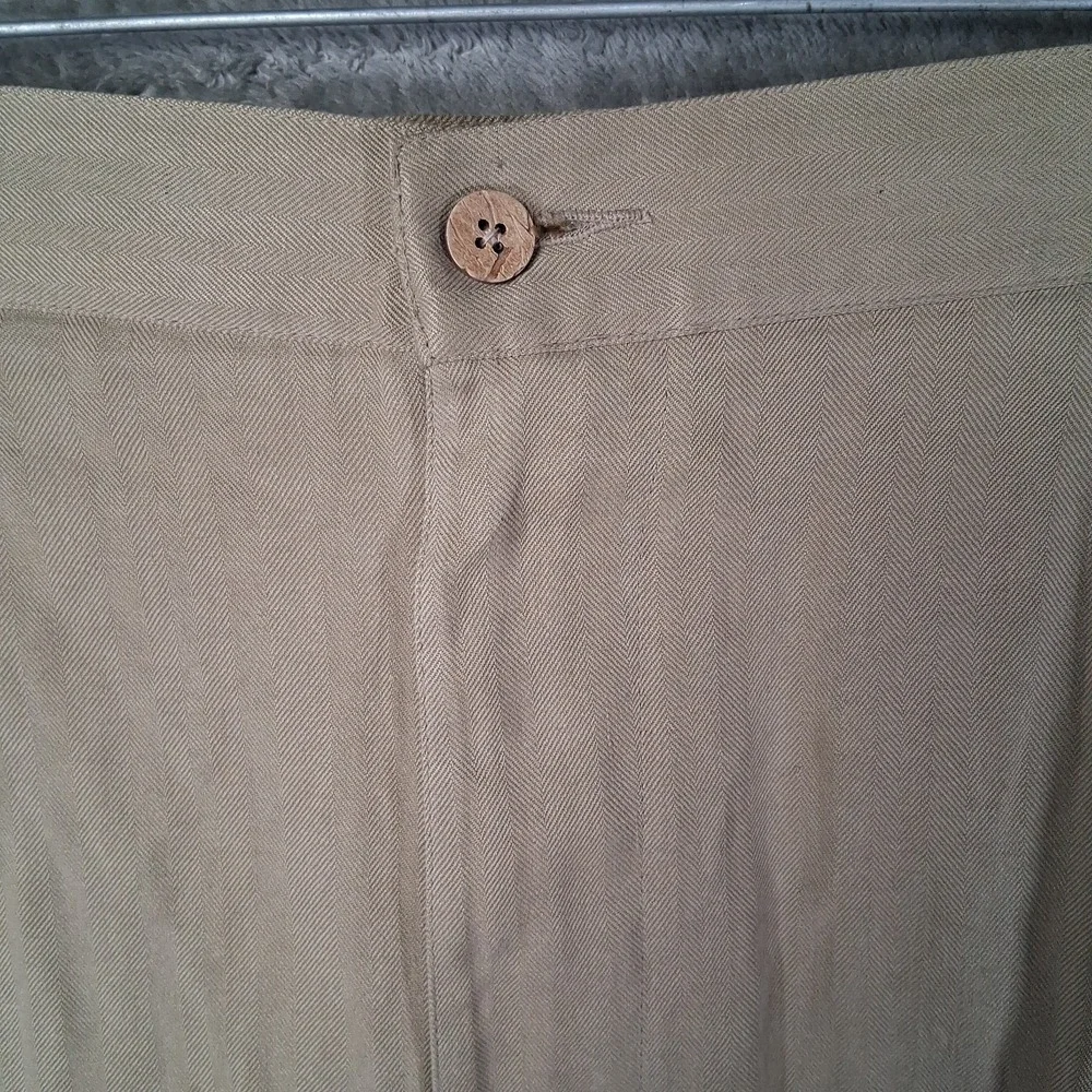 New Jamaica Jaxx Silk Shorts Men Size 42 X 9 Khaki Herringbone Pattern Pleated